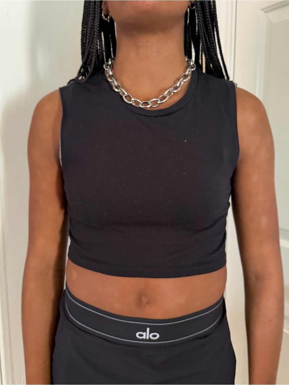 Black Brand Black Sleeveless Cropped Tank